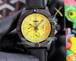 Replica Breitling Avenger Yellow Dial Black Bezel Black Non woven fabric Strap Watch 43mm